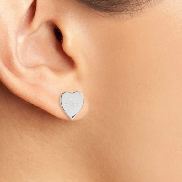 Gucci Sterling Silver Heart Earrings Authentic - Picture 7 of 8
